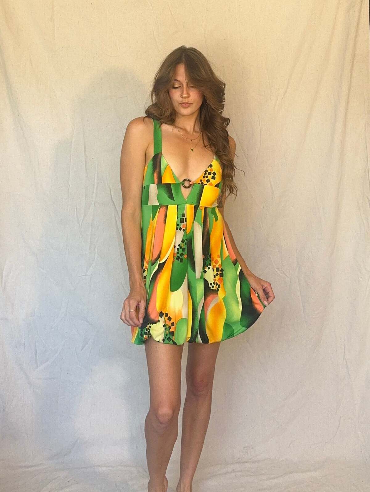 Y2k Green Mini Bubble Club Dress